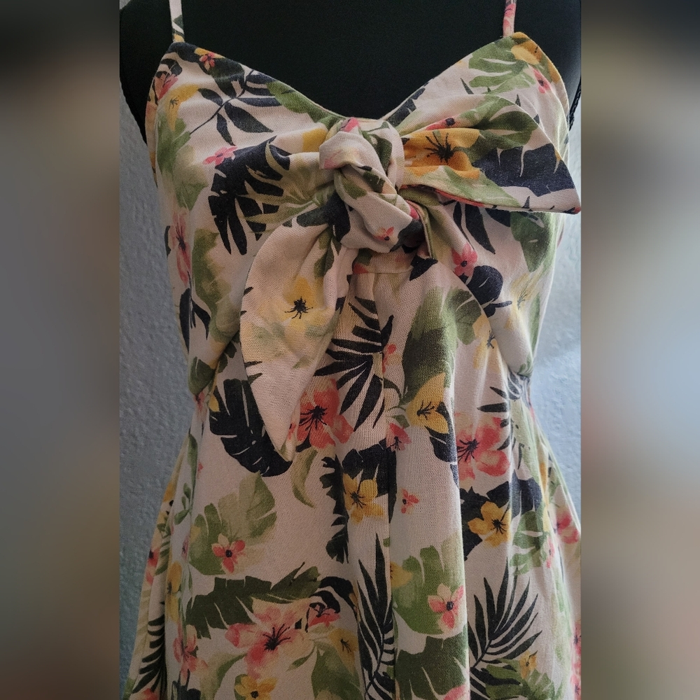 Floral Midi Dress with Tropical Print